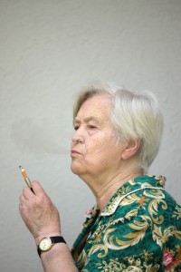 old woman smoking
